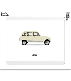 Image Republic Affiche Le Duo Voiture Renault 4L beige 40 x 50 cm* Affiches & Tableaux