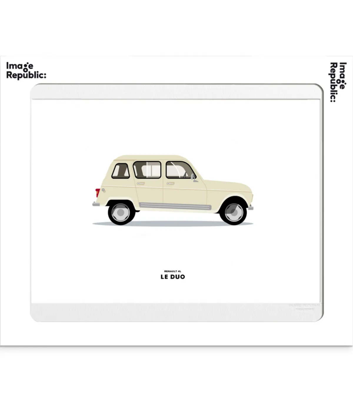 Image Republic Affiche Le Duo Voiture Renault 4L beige 40 x 50 cm* Affiches & Tableaux