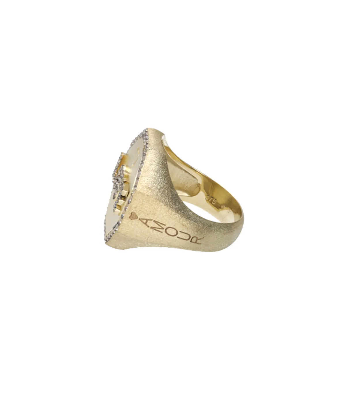 Feidt Paris Bague chevalière Love Or jaune Saphirs blancs*Femme Bagues