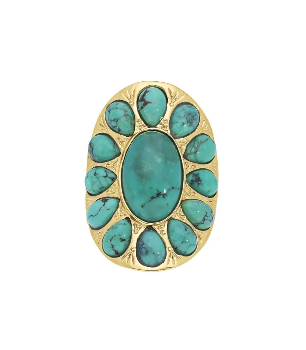 Aurélie Bidermann Bague Navajo plaqué or et turquoise*Femme Bagues
