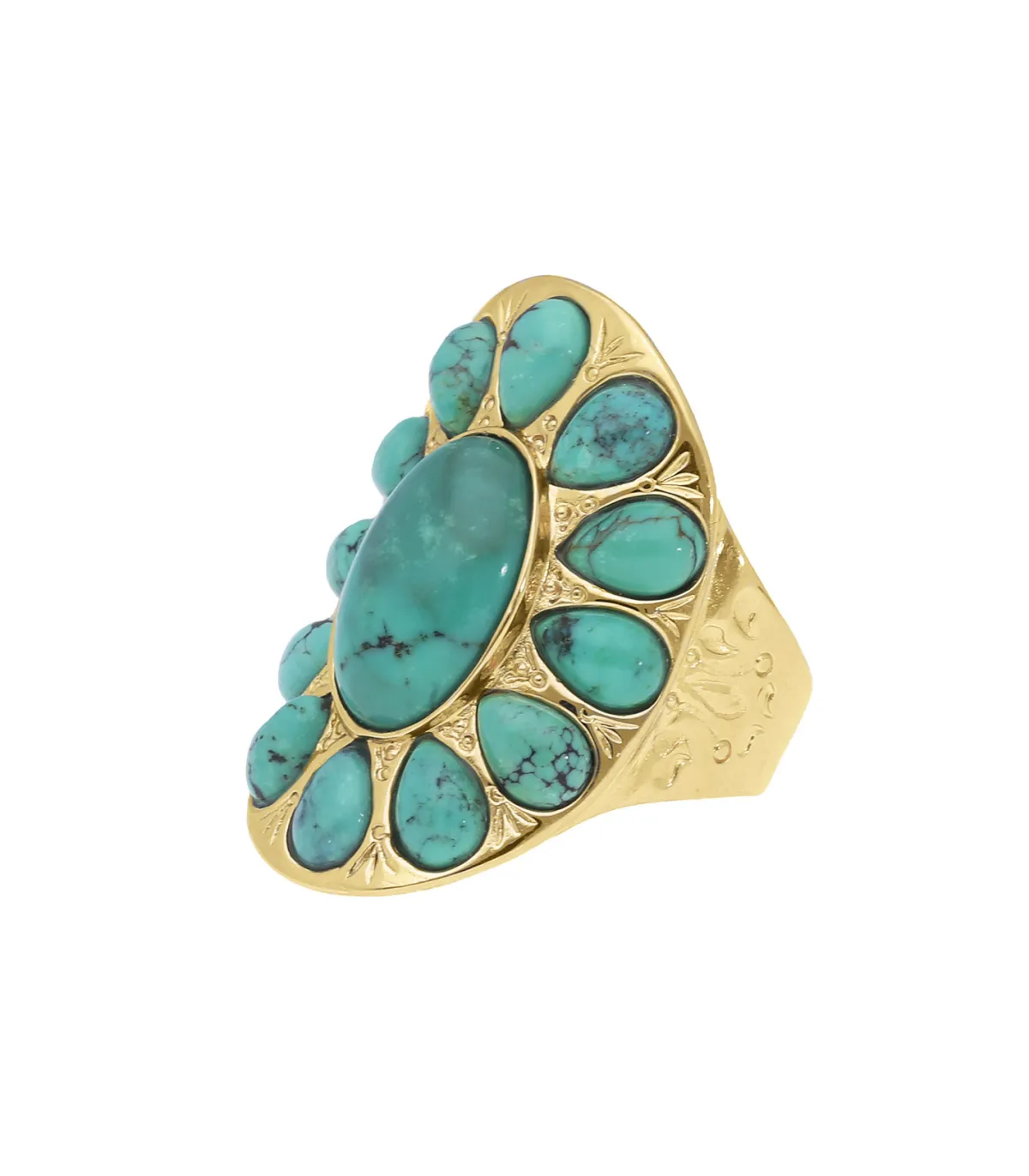Aurélie Bidermann Bague Navajo plaqué or et turquoise*Femme Bagues