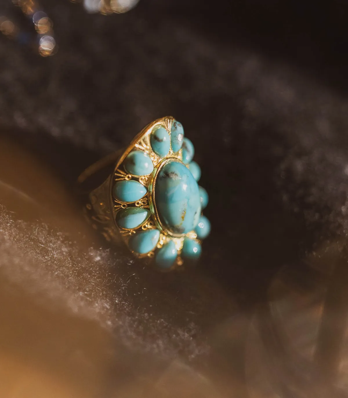 Aurélie Bidermann Bague Navajo plaqué or et turquoise*Femme Bagues