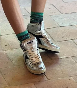 Diadora Baskets MI Silver Used Argento/Nero*Femme Baskets|Diadora