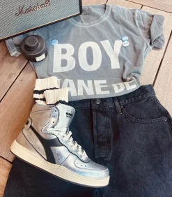 Diadora Baskets MI Silver Used Argento/Nero*Femme Baskets|Diadora