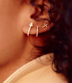 Stone Paris Boucle d'oreille Céleste bouton or jaune*Femme Boucles D'Oreilles