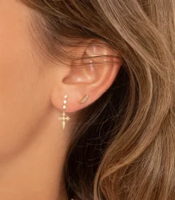 Stone Paris Boucle d'oreille Line or jaune et diamants*Femme Boucles D'Oreilles