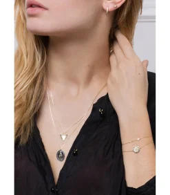 Feidt Paris Boucle d'oreille mini créole à pointe or jaune et diamants*Femme Boucles D'Oreilles