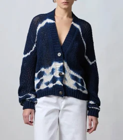 Roberto Collina Cardigan en coton Batik Blu*Femme Mailles & Sweats