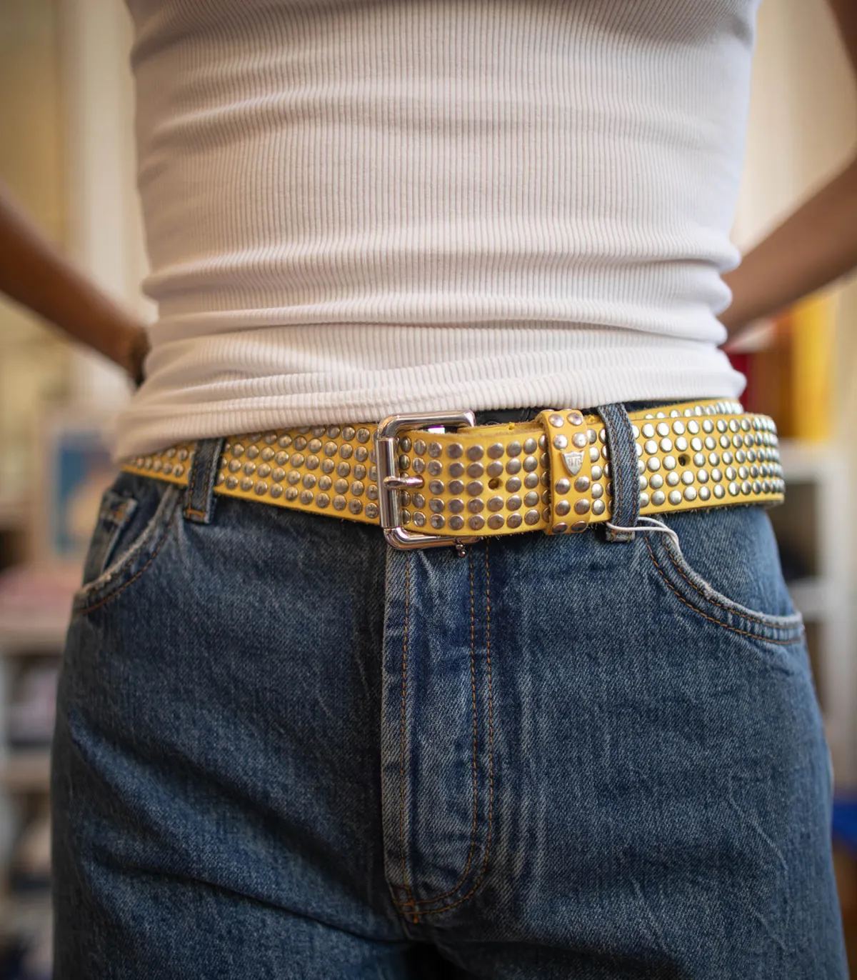 HTC Los Angeles Ceinture colorée à clous Studs*Femme Ceintures