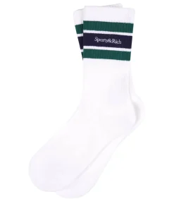 Sporty & Rich Chaussettes Serif Logo striped*Femme Lingerie