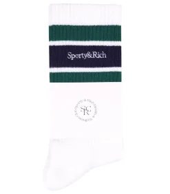 Sporty & Rich Chaussettes Serif Logo striped*Femme Lingerie