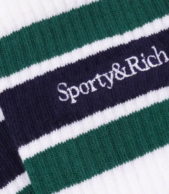 Sporty & Rich Chaussettes Serif Logo striped*Femme Lingerie