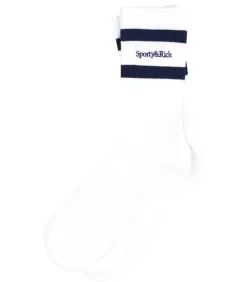 Sporty & Rich Chaussettes Serif White/Navy*Femme Lingerie|Sous-Vêtements