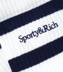 Sporty & Rich Chaussettes Serif White/Navy*Femme Lingerie|Sous-Vêtements