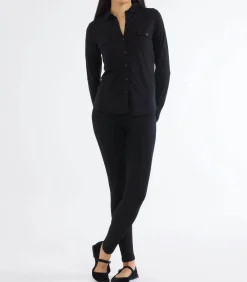 Majestic Filatures Chemise Noire Manches longues*Femme Hauts