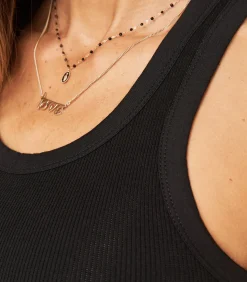 Maison Saint Julien Débardeur côtelé Kingston Noir*Femme Hauts