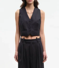 Margaux Lonnberg Gilet de costume Dee Navy Stripes*Femme Manteaux & Vestes|Mailles & Sweats