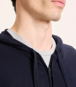 Majestic Filatures Gilet Homme Marine Col Capuche Manches Longue*Femme Mailles & Sweats