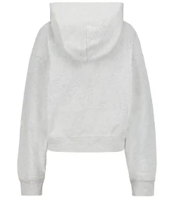 Sporty & Rich Hoodie Emblem Cropped Zipped Heather Grey*Femme Mailles & Sweats