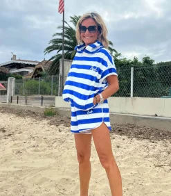 Welcome Bob Hoodie Sans Manches Melbourne Blue Stripes*Femme Mailles & Sweats