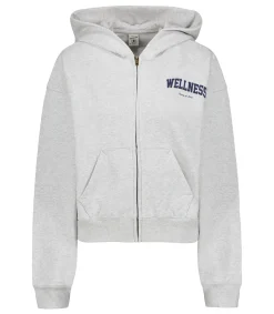 Sporty & Rich Hoodie Wellness Ivy Cropped Heather Gray/Navy*Femme Mailles & Sweats