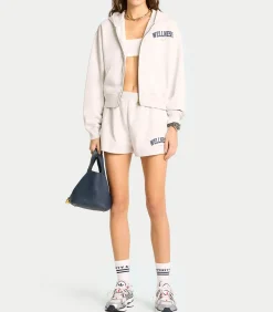 Sporty & Rich Hoodie Wellness Ivy Cropped Heather Gray/Navy*Femme Mailles & Sweats