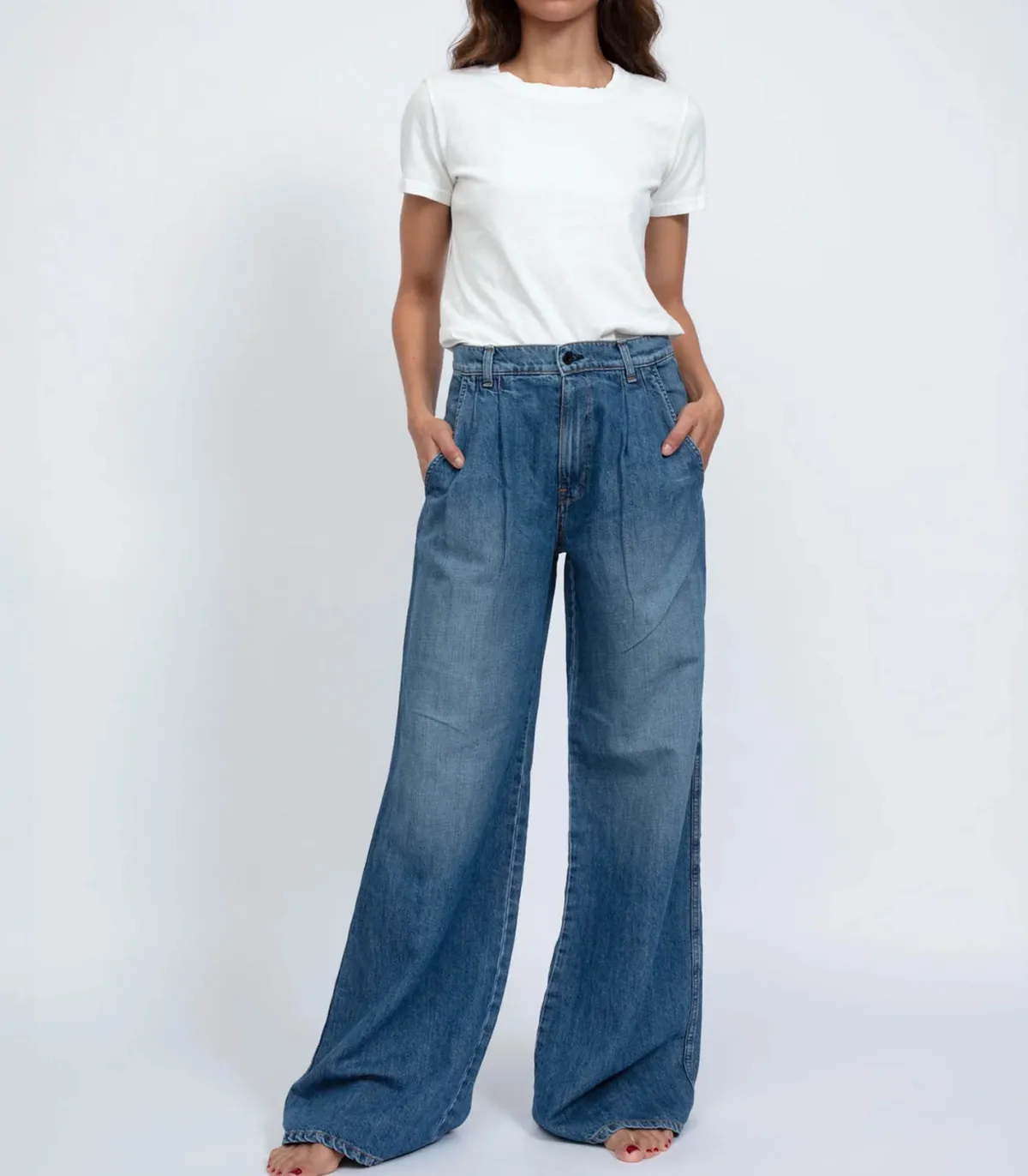 ASKK NY Jean Wide Leg Pleated Cobra*Femme Bas