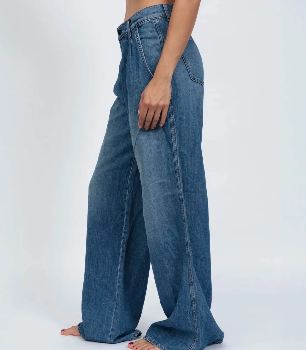 ASKK NY Jean Wide Leg Pleated Cobra*Femme Bas