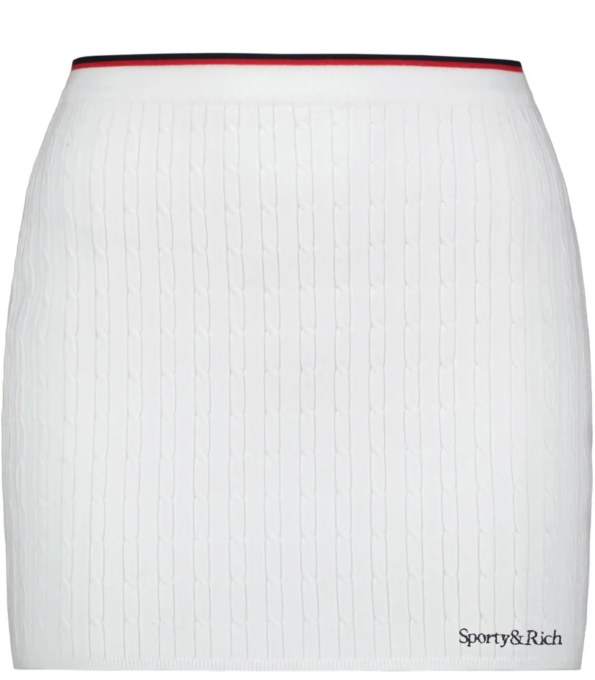 Sporty & Rich Jupe Serif Logo Mini Cable Off White/Navy*Femme Bas