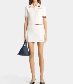 Sporty & Rich Jupe Serif Logo Mini Cable Off White/Navy*Femme Bas