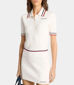 Sporty & Rich Jupe Serif Logo Mini Cable Off White/Navy*Femme Bas