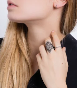 Stone Paris Mini créole baguette or noir*Femme Boucles D'Oreilles