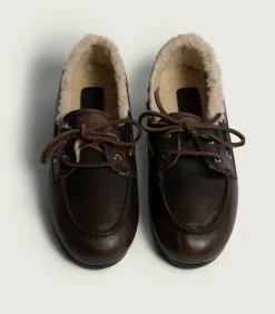 Posa Mocassins Boat Brushed Fur Coffee*Femme Mocassins