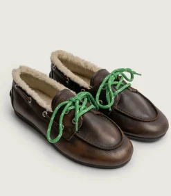 Posa Mocassins Boat Brushed Fur Coffee*Femme Mocassins