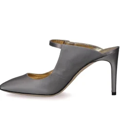 Alberta Ferretti Mules à talon en soie argentées*Femme Escarpins
