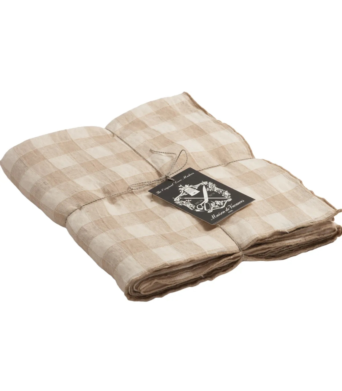 Maison de Vacances Nappe Bourdon Toile Vintage Vichy 170 x 170 cm* Linge De Table