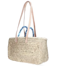 Maud Fourier Paris Panier Rectangulaire Anses Wax & Cuir Rose*Femme Cabas & Paniers