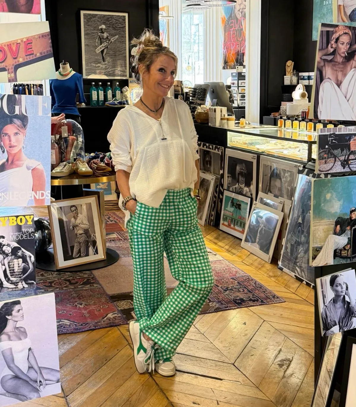 La Cabane Orson Pantalon Caro Vert*Femme Bas