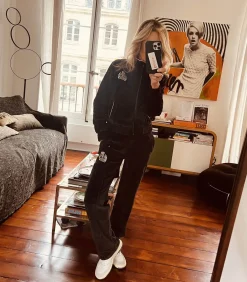 Sporty & Rich Pantalon de survêtement en velours NY Crest*Femme Bas