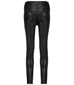 Hudson Pantalon en Cuir Barbara High Rise Slim Noir*Femme Bas