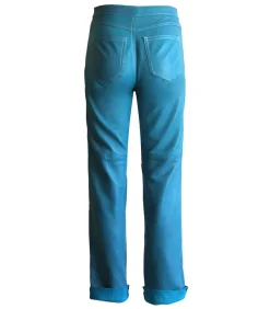 Victoria Leivissa Pantalon en Cuir Bleu Turquoise*Femme Bas