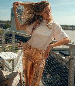 Victoria Leivissa Pantalon en Cuir Rose Gold*Femme Bas