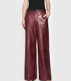 Frame Pantalon en Cuir Syrah Rouge*Femme Bas