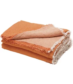 Maison de Vacances Plaid en Lin Vice Versa Frangé Safran/Givré 140 x 250 cm* Plaids & Couvertures