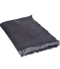 Maison de Vacances Plaid vice versa Frangé Crépon de Lin Lavé 160 x 250 cm* Plaids & Couvertures