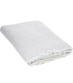 Maison de Vacances Plaid vice versa Frangé Crépon de Lin Lavé 160 x 250 cm* Plaids & Couvertures