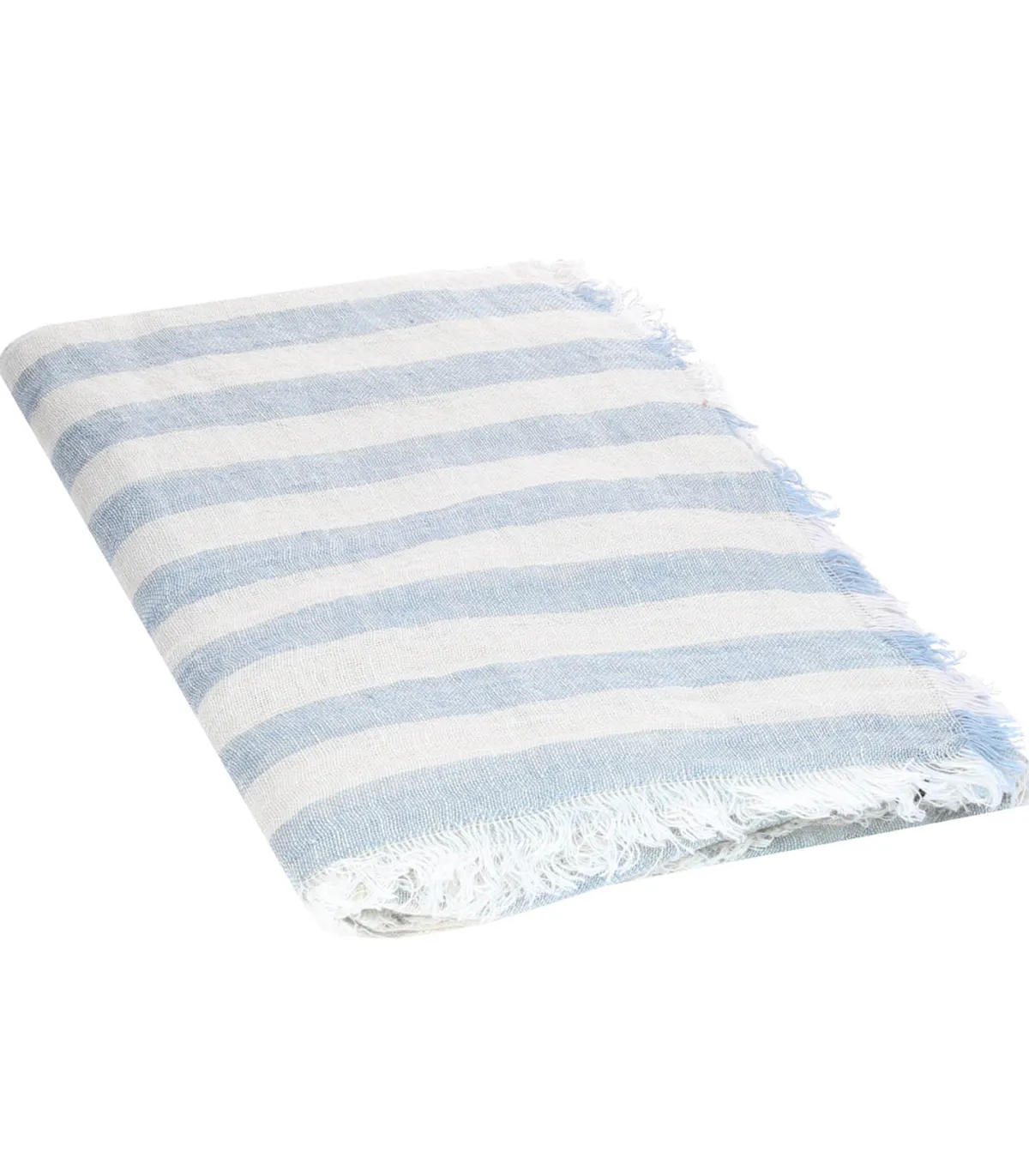 Maison de Vacances Plaid vice versa Frangé Gaze de Lin Lavé Bayadère 150 x 300 cm* Plaids & Couvertures