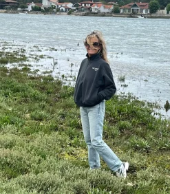 Sporty & Rich Pull Camionneur S.R Sport Faded Black*Femme Mailles & Sweats