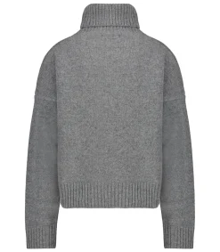 Sporty & Rich Pull Col Roulé SRC en laine Heather Grey/White*Femme Mailles & Sweats