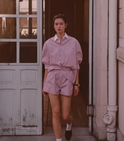 Sporty & Rich Short S.R. Sport Mini Boxer White Red Stripe*Femme Bas|Lingerie